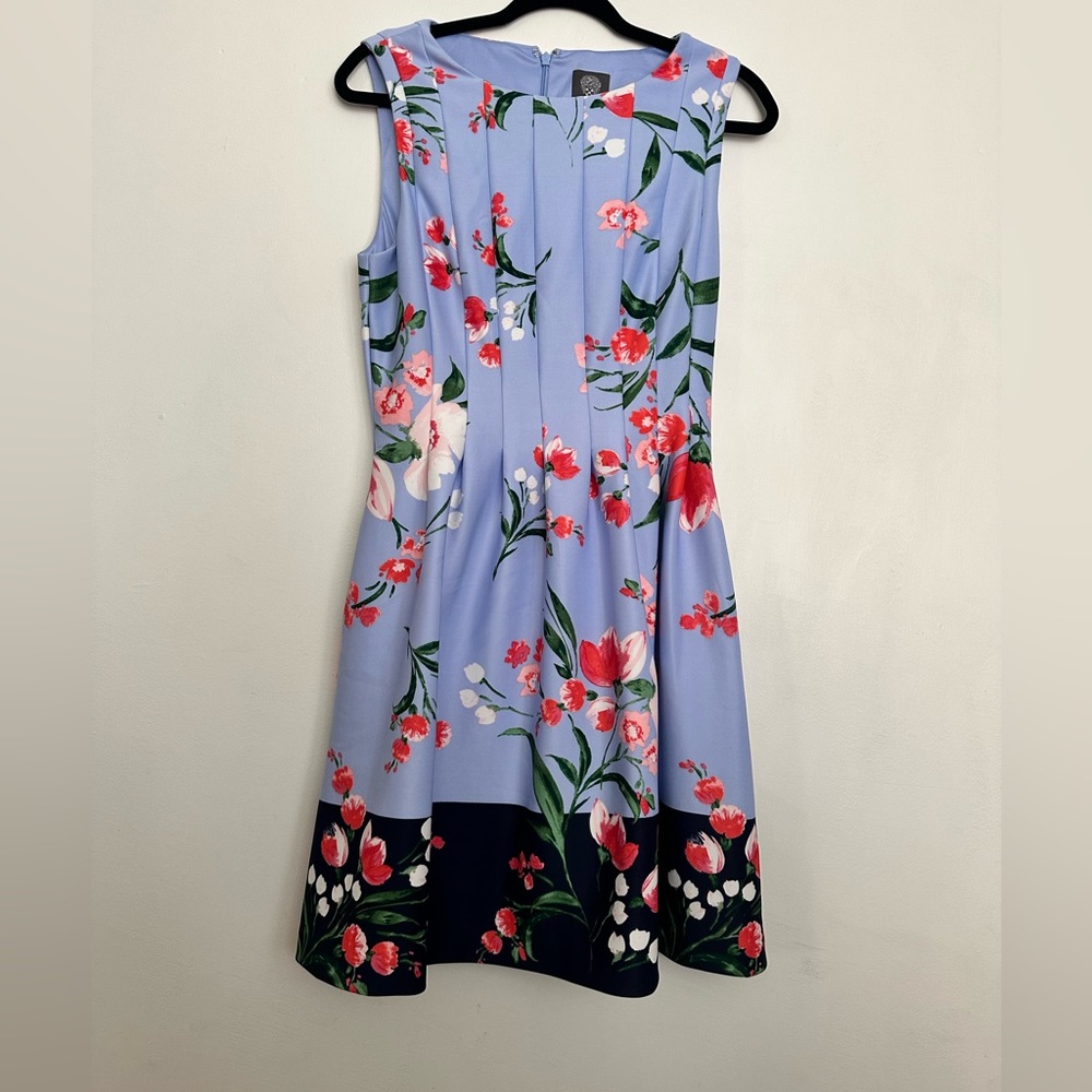 Vince Camuto Dress Floral  Print Scuba Fit Flare Dress in Blue Lyst - Picture 3 of 7